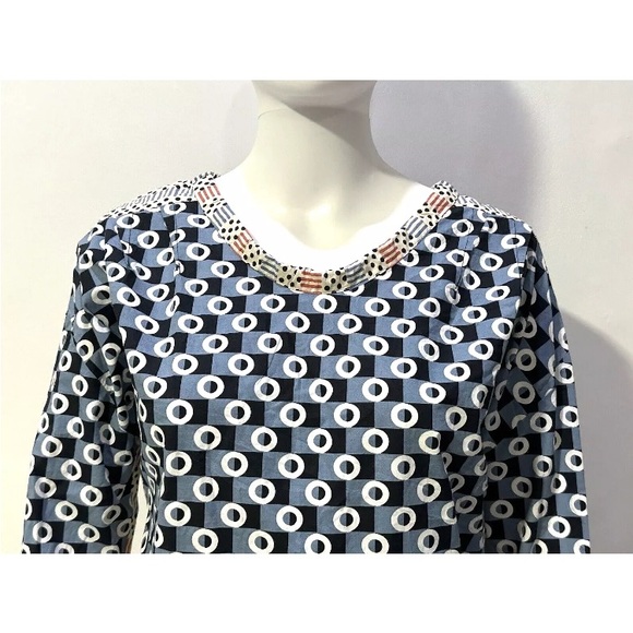 Marni for H&M 100% crisp cotton, geometric, tie, long sleeves blouse. Size 2 - Picture 15 of 17